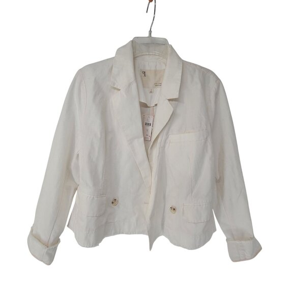 Pilcro Fray Hem Blazer NWT off white Size M Quiet Luxuary Office double breasted - Picture 8 of 10